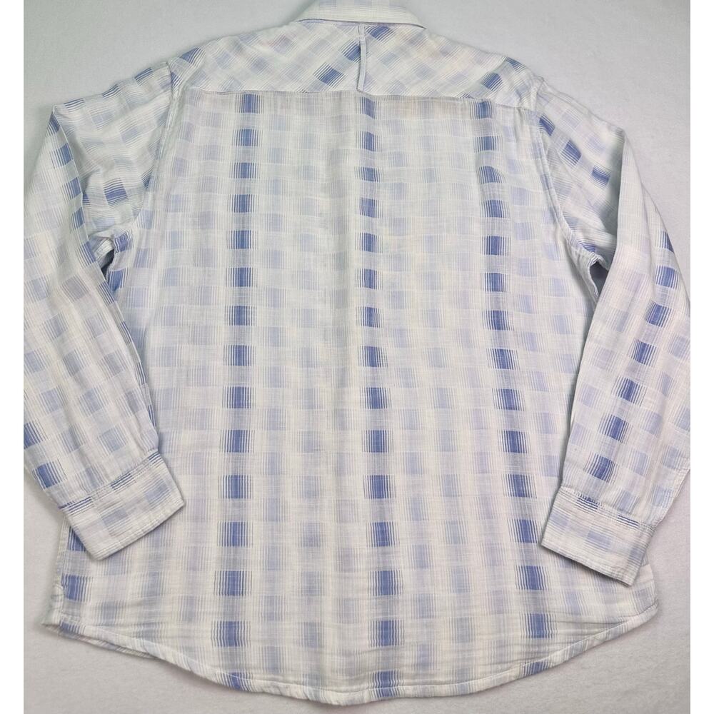 Carbon 2 Cobalt Blue White 100% Cotton Plaid Button Down Shirt Men’s Medium - Picture 3 of 8